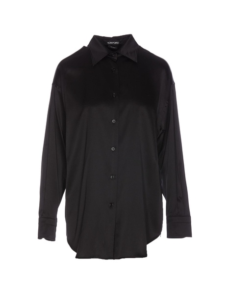 Stretch Silk Satin Relaxed Fit Shirt