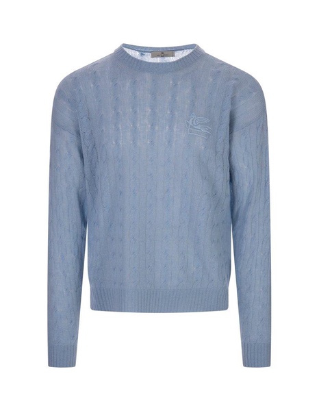 Light Blue Braided Cashmere Sweater