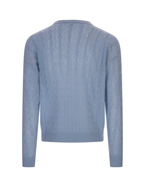 Light Blue Braided Cashmere Sweater