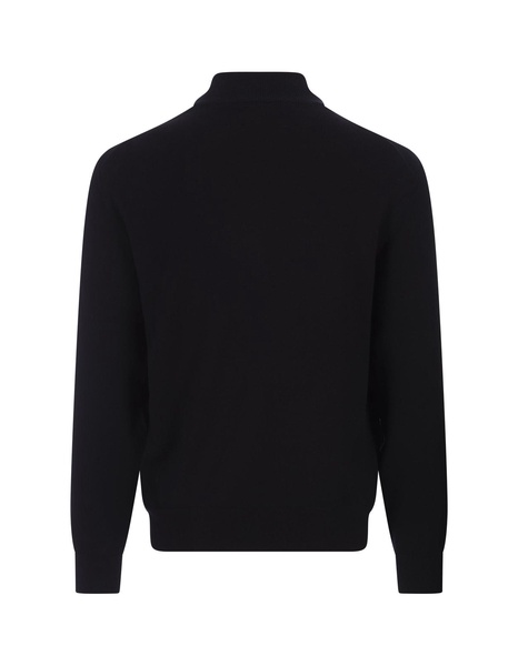 Dark Blue Knitted Cardigan With Zip