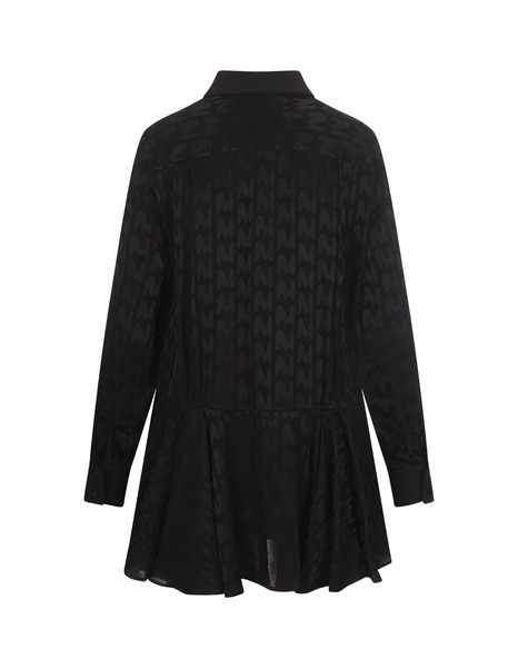 Black Satin Mini Dress With 'themwave' Motif