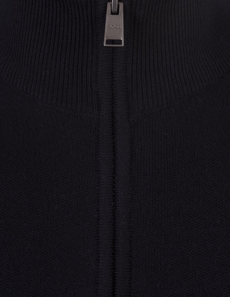 Dark Blue Knitted Cardigan With Zip