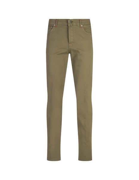 Military Green Blue Stretch Cotton Denim Slim Fit Jeans