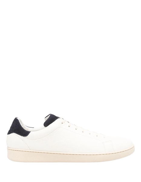 White Leather Sneakers With Blue Details