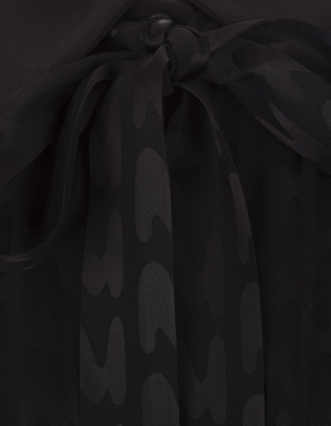 Black Satin Mini Dress With 'themwave' Motif
