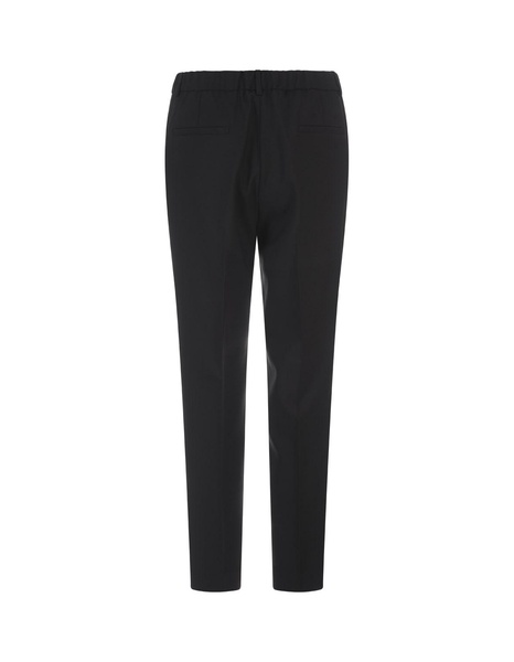 Black Stretch Wool Tailored Trousers