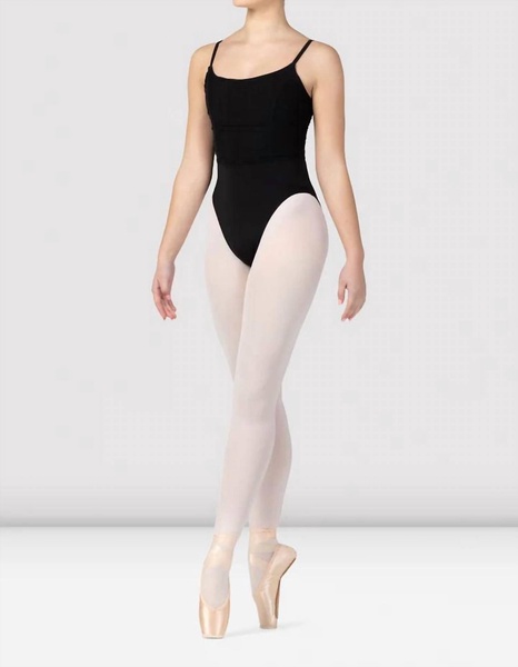 franca ruched bodice camisole leotard in black