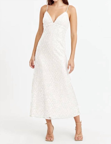 cladele sequins slip dress in white