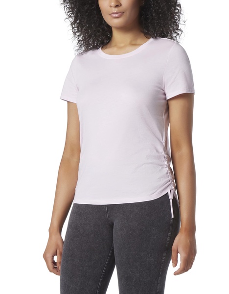 Andrew Marc Women's Performance Scoop Neck Short Sleeve T-Shirt W/Side Cinching