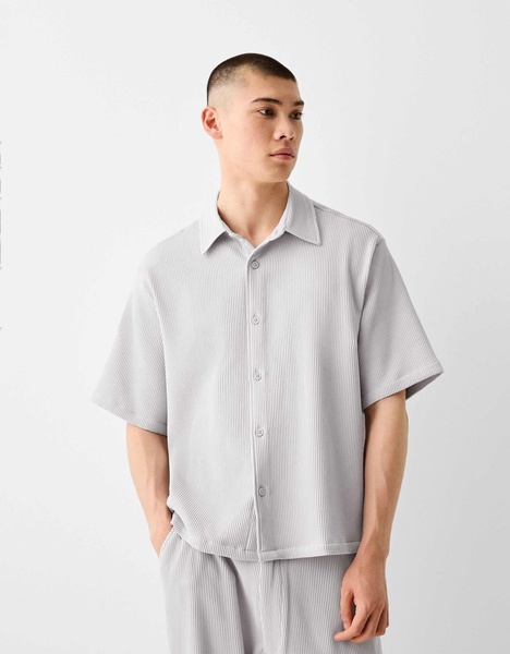 Bershka plisse shirt in gray - part of a set