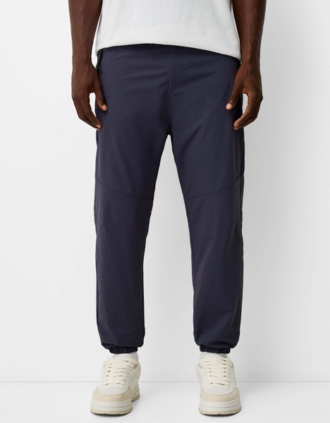 Bershka nylon pants in navy