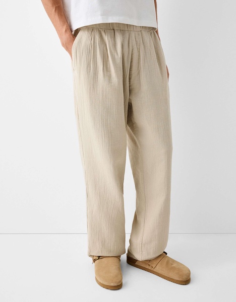 Bershka textured pants in sand - part of a set