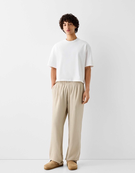 Bershka textured pants in sand - part of a set