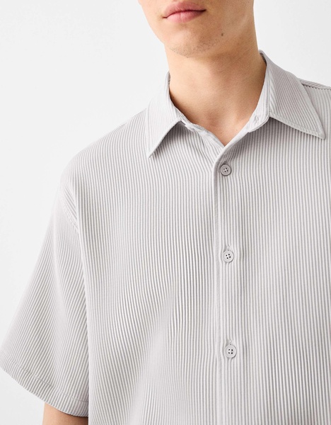 Bershka plisse shirt in gray - part of a set