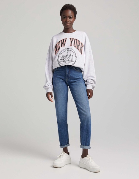 Bershka mom jean in dark stone