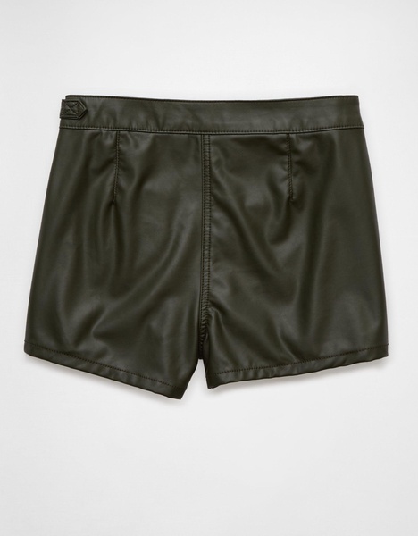 ae high-waisted vegan leather wrap skort