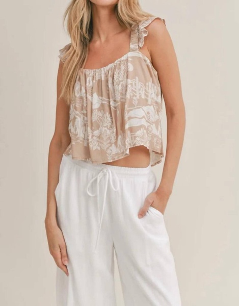 desert print ruffled tank