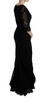 Dolce & Gabbana  Black Floral Ricamo Sheath Long Dress