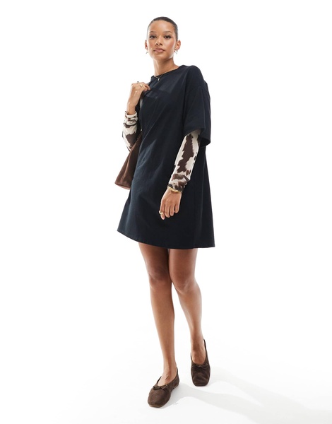 ASOS DESIGN 2 in 1 T-shirt mini dress with cow print sleeves