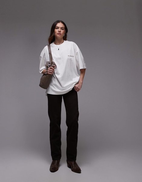 AllSaints Underground oversized t-shirt in white snake