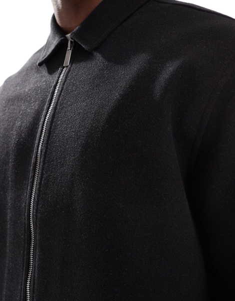Bershka zip up jacket in black