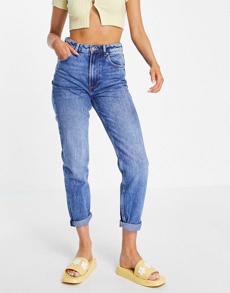 Bershka mom jeans in vintage blue