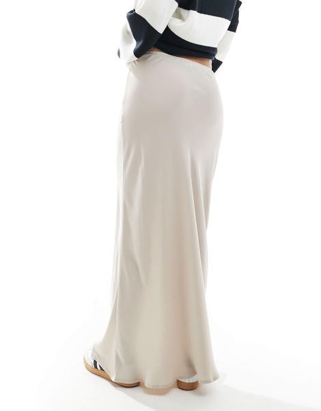 ASOS DESIGN satin bias maxi skirt in gray