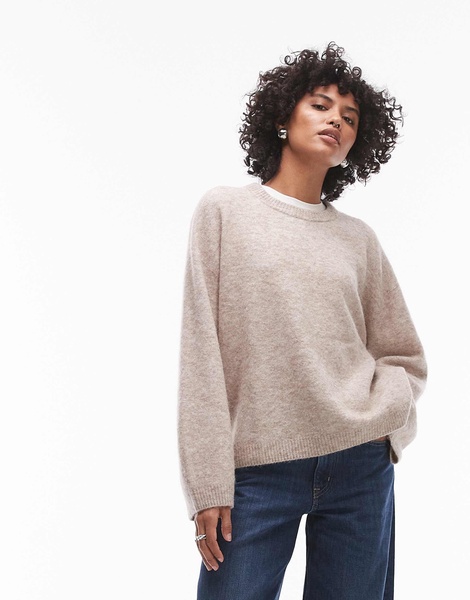 ARKET super soft alpaca wool blend relaxed sweater in beige
