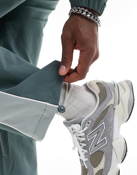 Bershka retro sport paneled sweatpants in green - part of a set