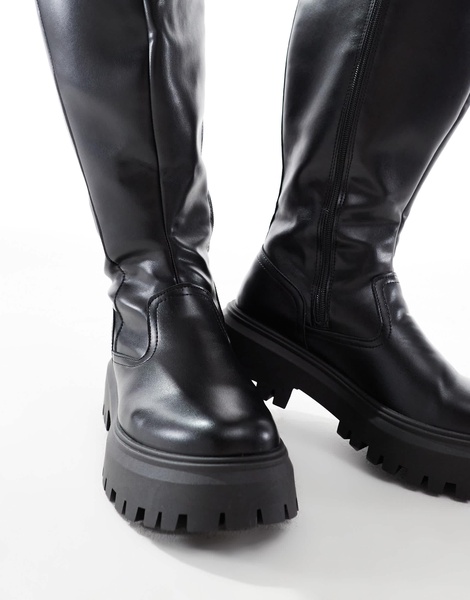 ASOS DESIGN Curve Corey chunky knee boot in black