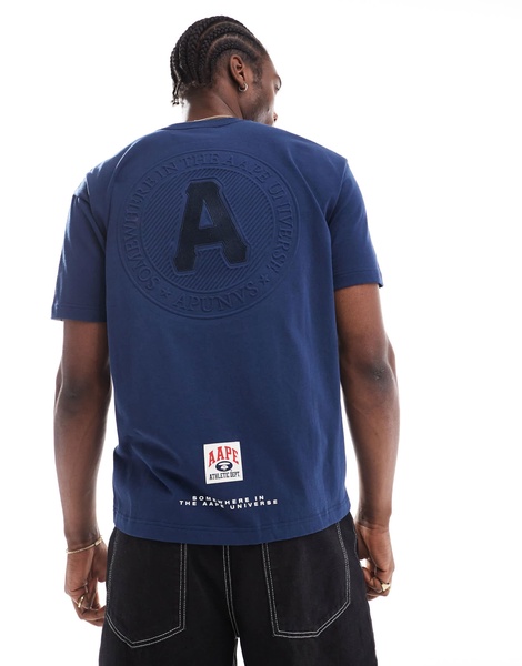 AAPE by A Bathing Ape embossed logo T-shirt in navy