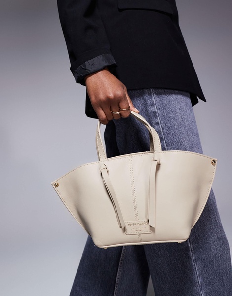 River Island leather tote bag in cream