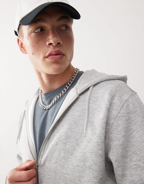 Weekday Standard Zip Hoodie in gray