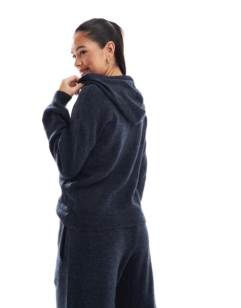 Pieces cozy knitted hoodie in navy melange - part of a set