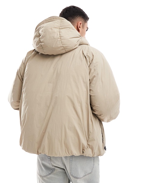 Jack & Jones hooded puffer jacket with tech details in beige