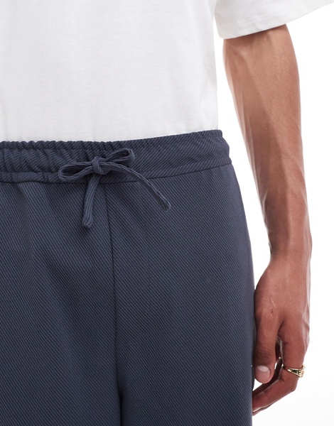 Bershka relaxed tailored pants in dark blue