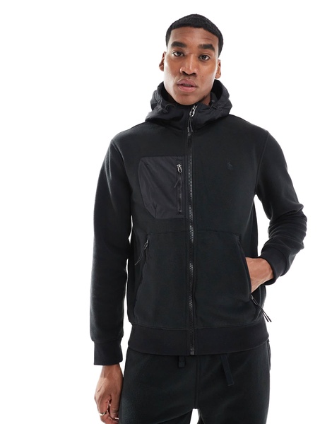 Polo Ralph Lauren hybrid polar fleece full zip hoodie in black - part of a set
