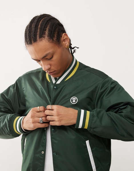 Aape By A Bathing Ape logo college varsity jacket in green