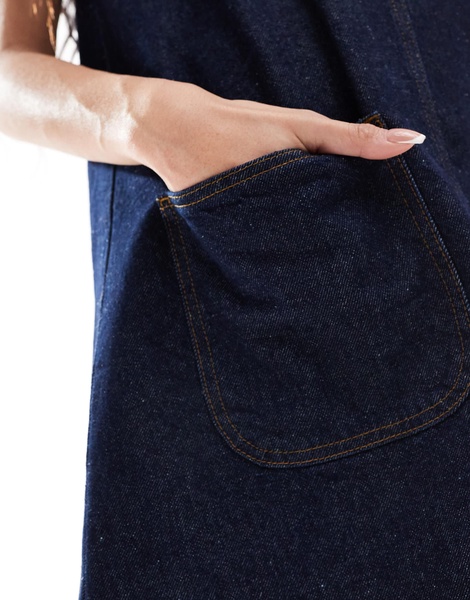 Miss Selfridge denim patch pocket pinny dress