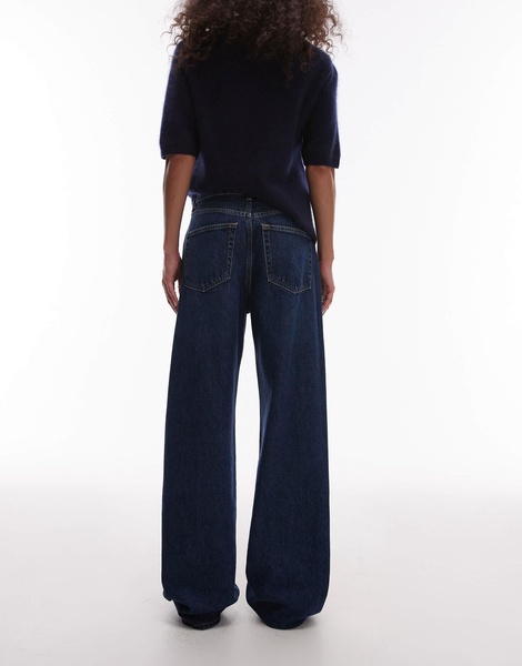 ARKET Coral high waist baggy leg jeans in dark wash blue