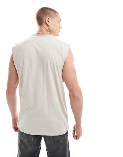 ASOS DESIGN oversized t-shirt in beige with front print