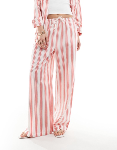 ASOS DESIGN pull on pants in red deckchair stripe