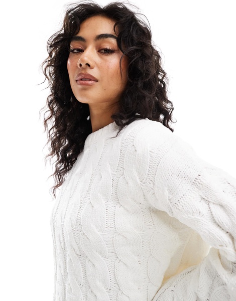 Bershka cable sweater in ecru