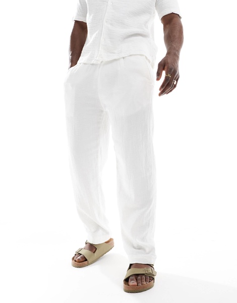 Bershka textured pull on pants in white - part of a set