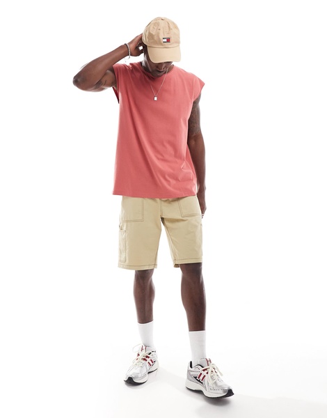 Brave Soul raw edge tank in mineral red