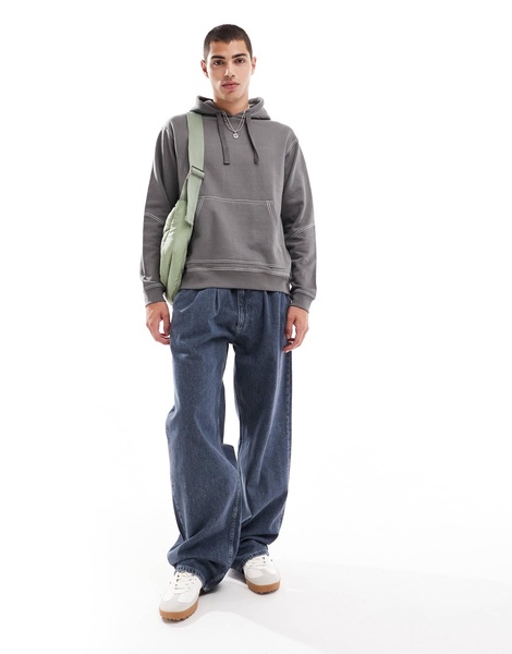 Another Influence contrast stitch hoodie in charcoal
