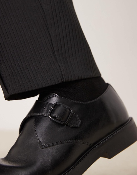 ASOS DESIGN monk shoes in black leather