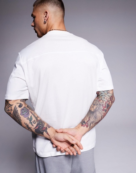 Armani Exchange boxy fit chest print T-shirt in off-white