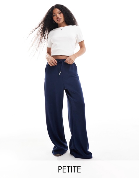 Stradivarius Petite soft touch wide leg sweatpants in navy