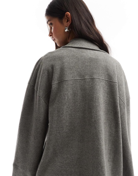 ASOS DESIGN supersoft shacket in charcoal heather